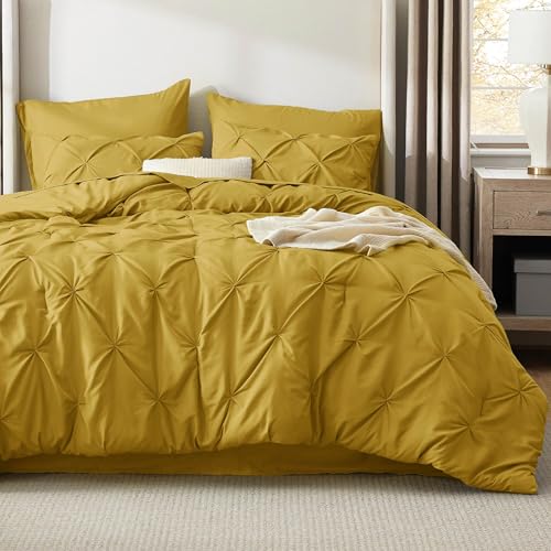 Image of Bedsure Full Comforter Set Mustard Yellow - Bed in a Bag Full Size Bedding Set 7 PCS, GentleSoft Bed Set Gift for Family, All Season Down Alternative Comforter with Sheets, Pillowcases & Shams