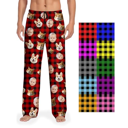Personalized Pajama Pants Design Funny Gifts For Men Women Custom Make Pj Bottoms Sleepwear With Face Photo