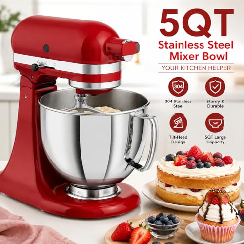 Bowl de acero inoxidable 5qt para KitchenAid miniatura 2