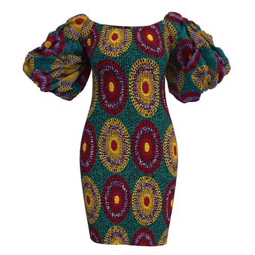 XUHOGU Robe Longue en Wax Africain Ankara à Manches volantées et Ourlet en Tulle - Tenue de soirée élégante pour Femmes
