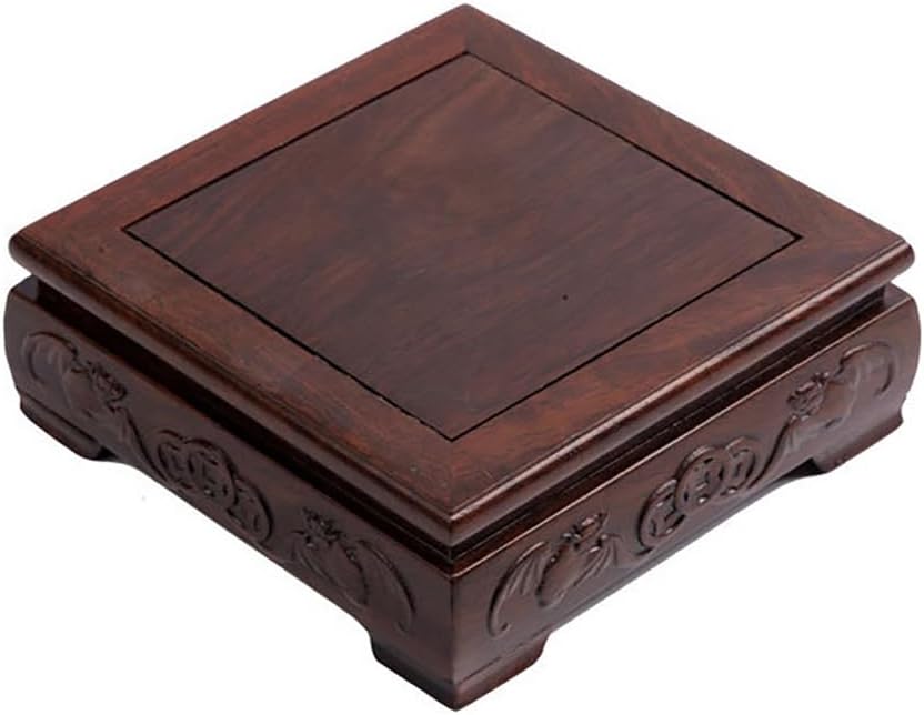 GOLDY&WENDY Oriental Decorative Stand Indoor Wooden Square Vase Plant Ginger Jar Pedestal Display Risers Home Decor Base