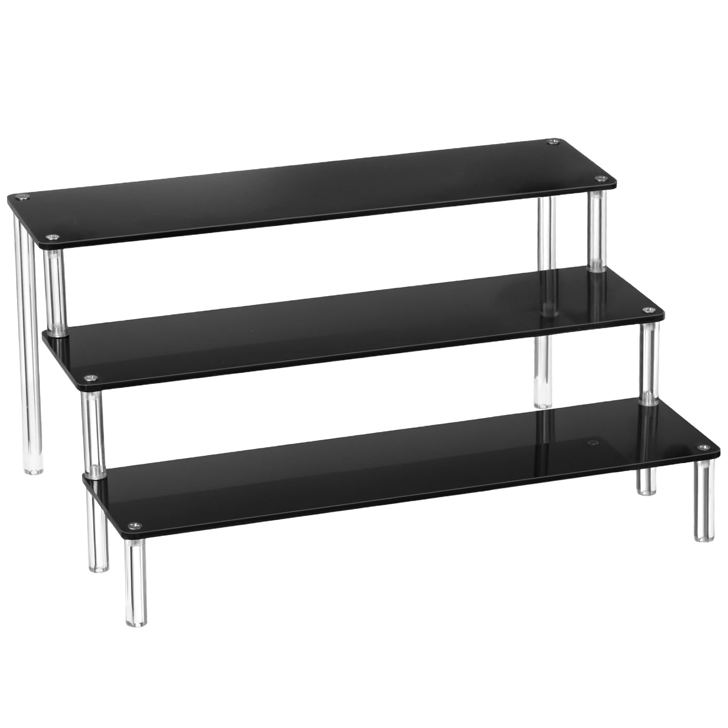 Qwork Black Qwork® 3 Tier Clear Acrylic Display Stand Retail Riser For Cupcake, Dessert, Perfume, Nail Polish, Condiment, 30X25x15cm,