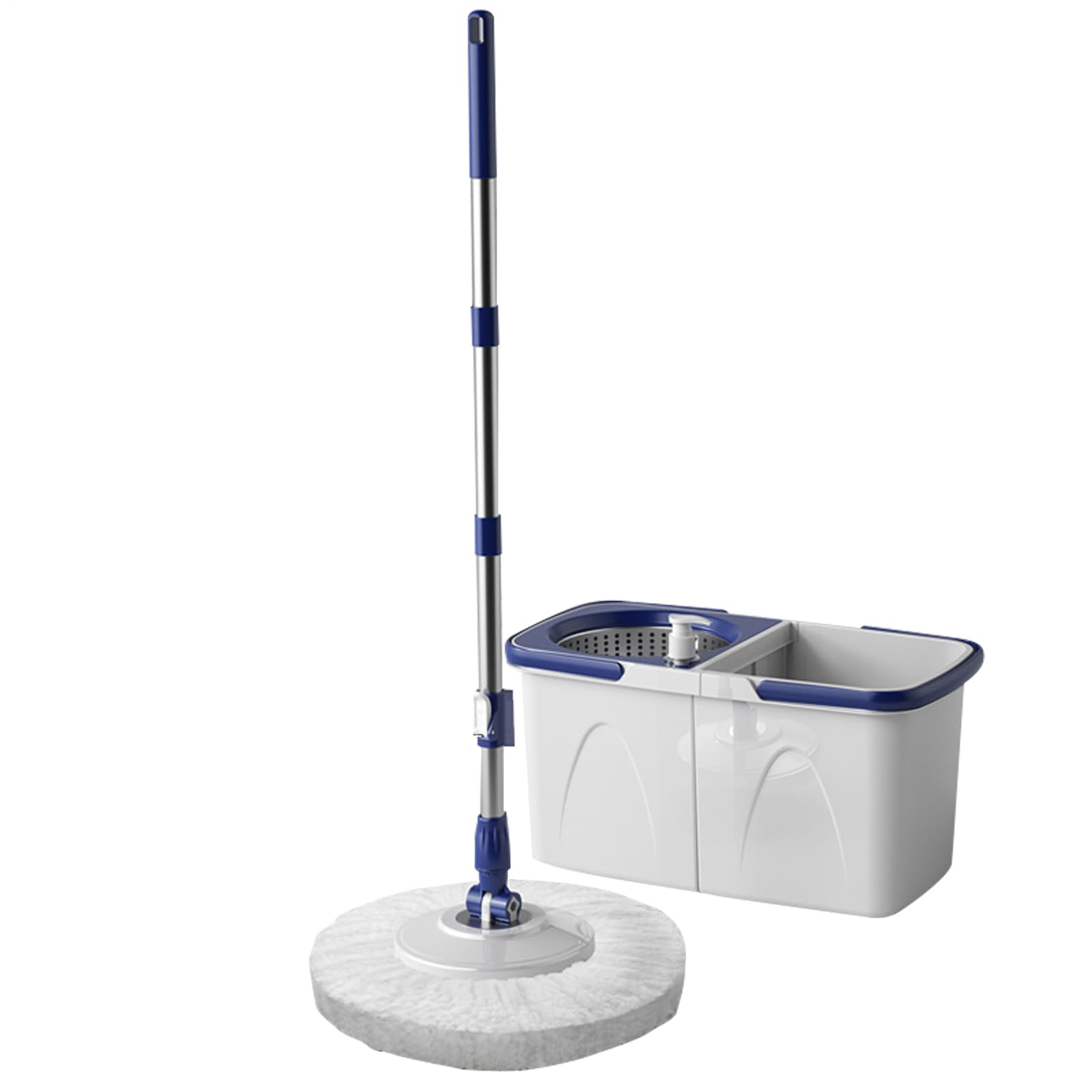 Set de Fregona y Cubo de Limpieza Ahorra Esfuerzo, Seco y Húmedo, Limpiador | con Mango Ajustable para Suelos, Hogar, Cocina, Baño, Azulejos, Madera Dura, Laminado, Mármol, Piedra