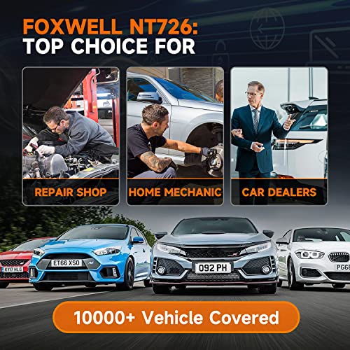 2023 Foxwell Nt726 Obd2 Scanner All System Car Diagnostic Scanner 8 Services Lifetime Free Update Car Scanner Abs Bleeding/Oil/Epb/Sas/D-P-F Regen/Tpms/Throttle Reset Code Reader, Android 9.0 #TOP6