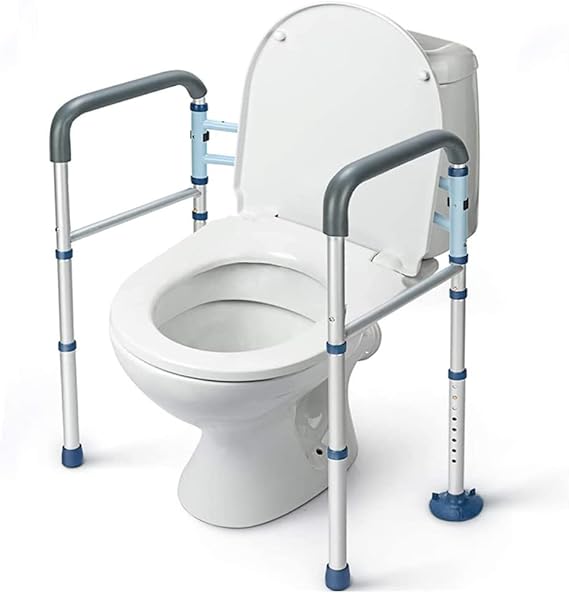 GreenChief Foldable Toilet Safety Rails, Stand Alone Suite Handles with Suction Cups, Freestanding Toilet Bars for Elderly & Handicap (300 LB)