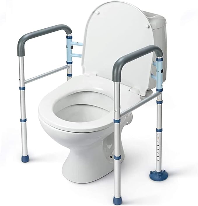 GreenChief Foldable Toilet Safety Rails, Stand Alone Suite Handles with Suction Cups, Freestanding Toilet Bars for Elderly & Handicap (300 LB)