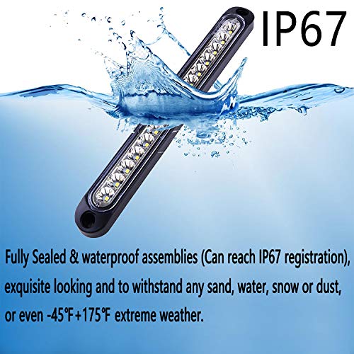 Image of 2 Pack 10 inch 15 LED Trailer Identification Light 9 to 30-volt, LED Turn Signal Stop Tail Lights Bar Strip Truck Rear Marker Lights IP67 Waterproof for Heavy Duty Marine Boats Trailers Trucks Pickups