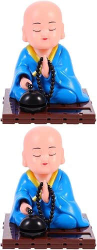 Miniatura 8 de VICASKY 2 unids automotriz pequeño budista azul coche temblando juguete cantando decoración estatuas monjes escritorio monje estante escultura