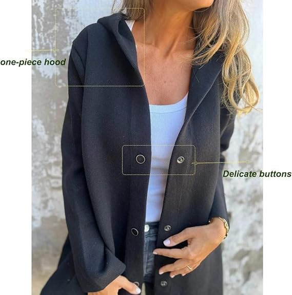 Cedar And Ash Oversized Single-Breasted Hooded Casual Jacket Women's 2025 Spring，Solid color autumn spring trench coat3