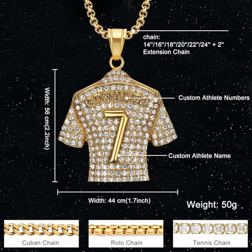 Custom 0-99 Football Jersey Number Chain with Name, Personalized Soccer Necklace for Men, Bling Football Number Necklace for Soccer Lovers, Hip Hop Jewelry Gifts for Men2