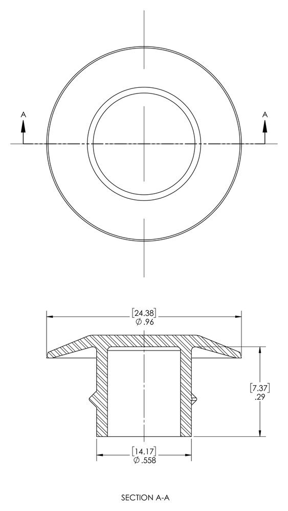 Caplugs Plastic Push-in-Plug. PIP-5/8, PE-LD, to fit SAE Thread Size 5/8