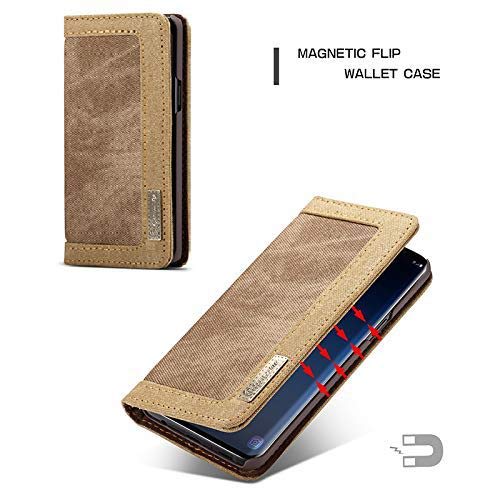 Image of ClickCase Iconic Series for Realme Narzo 20 pro Soft Canvas Denim Cloth Leather Wallet Flip Case Kick Stand with Magnetic Closure Flip Cover for Realme Narzo 20 pro (Beige Brown)