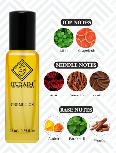 Image of ONE MILLION PERFUME 25 ml. | HURAIM Brand | Bold, woody-spicy-Leathery fragrance, Luxury seductive scent evoking wealth and power. Heavy Projection-Long Lasting Perfume