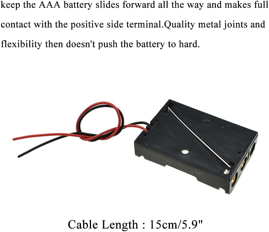 HAHIYO 4.5V AAA Battery Holder Bundle Series with Wire Sturdy Clapm Flexible Springs Contact Build-in Harnesses Batteries Black Case Easy Install 8 Pieces for Wall Clocks Ham Radio Kids Toys image 3