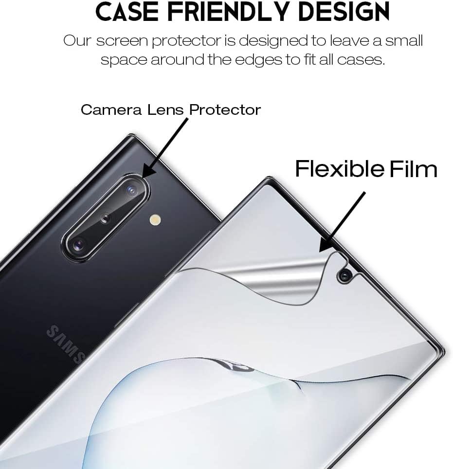 5 Pack LK 2 Pack Screen Protector + 3 Pack Camera Lens Protector Compatible with Samsung Galaxy Note 10 6.3-inch, Positioning Tool, HD Ultra-Thin, Flexible TPU Film