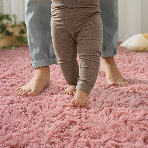 Yj.gwl Soft Blush Rug For Girls Bedroom, Cute Fluffy Rug For Kids Teens Room, Shag Plush Area Rug For Living Room, Kawaii Furry Nursery Rug For Baby's Toddler's Room Home Decor Carpet, 3 X 5 Feet #TOP3