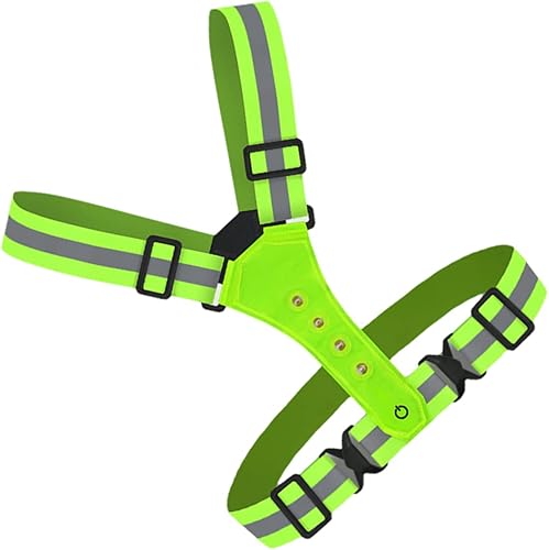 Miniatura 1 de OSALADI Chaleco luminoso LED reflectante azul chaleco reflectante ciclismo chaleco de correr noche correr cinturón reflectante lámpara LED chaleco