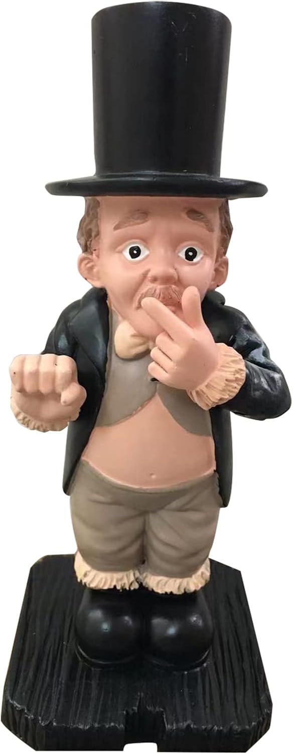 Old Boy Holding Nose Toilet Butler with Roll Paper Holder Sculptures