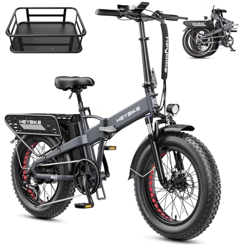 Heybike Mars 2.0 Foldable Electric Bike 32MPH, UL2849 Certified, 1800W Peak Motor Ebike with 100N.M Torque, 70+Miles Long Range with 624WH Removable Battery, 20*4'' Fat Tire for Snow, Full Suspension