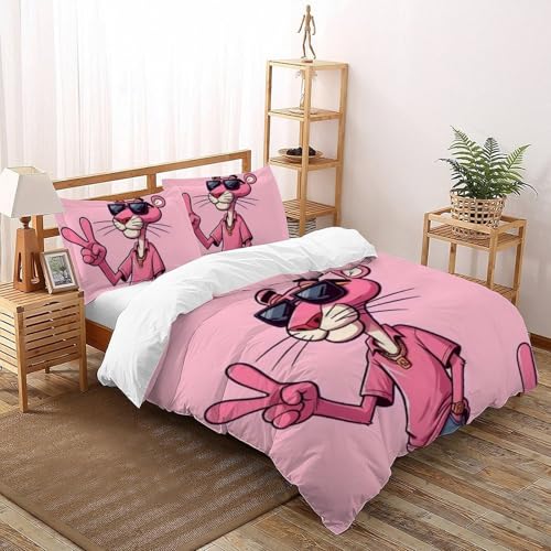 Housse de couette léopard rose en microfibre infroissable pour un lit double facile à border - 2