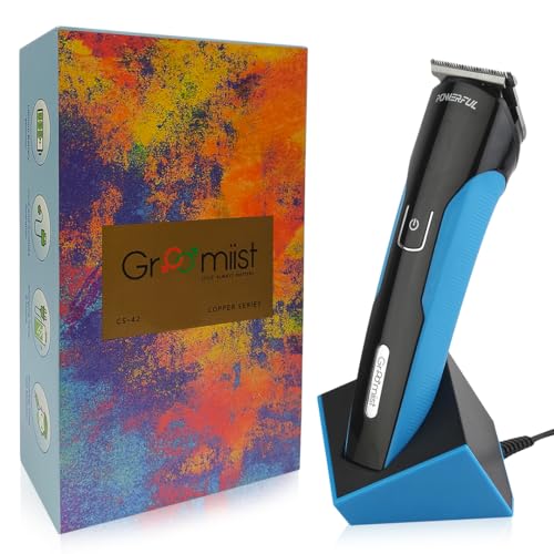 Image of Groomiist IPX6 Waterproof Trimmer for Men 120 Mins Run Time with Quick Charge Corded & Cordless Beard with Rubber Coating on Body | In Box Trimmer, Adapter, Charging Base, Oil, Brush | 1 Year Warranty (CS-42)
