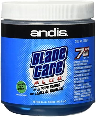 Andis โ Blade Care Plus Dip Jar - for Clippers, Trimmers & Blade Corrosion for Rust, Heat & Noise Prevention โ Colorless & Odorless, Vitamin E enriched for Extend-A- Blade Life โ 16.5oz Dip Jars