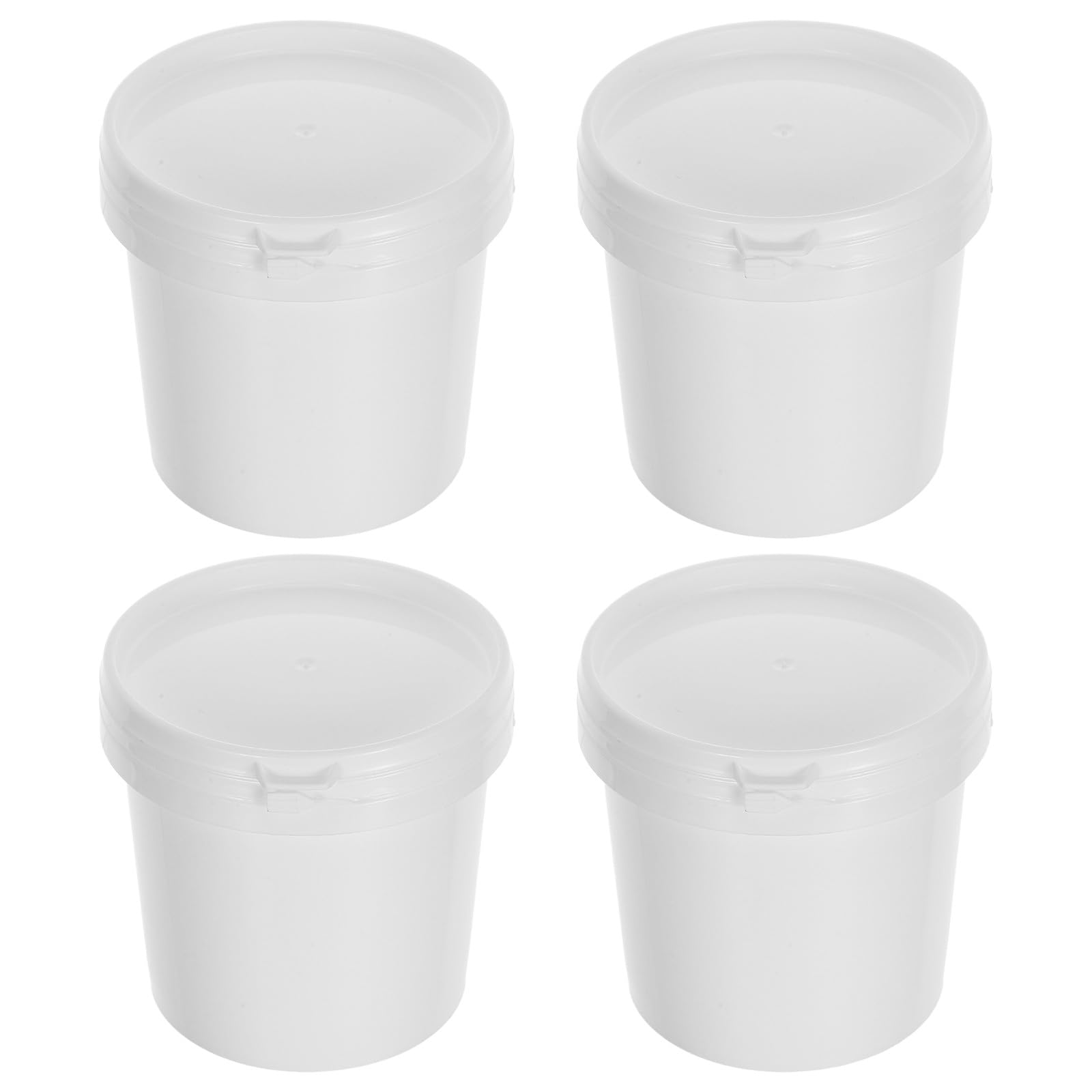 GAROZATION 4pcs 500ml Plastic Paint Containers with Lids, Large Capacity White Storage Buckets with Secure Seal for Paint Storage and Engine Oil, Suitable for Personal and Industrial Use