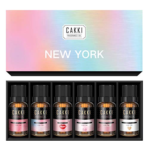 Essential Oils Set for Diffusers for Home, CAKKI Fragrance Oils Gift Set , 6X10ml Pure Aromatherapy Oils ,with Pure Seduction, Love Spell,Coconut Passion, Aqua Kiss, for Candles Making