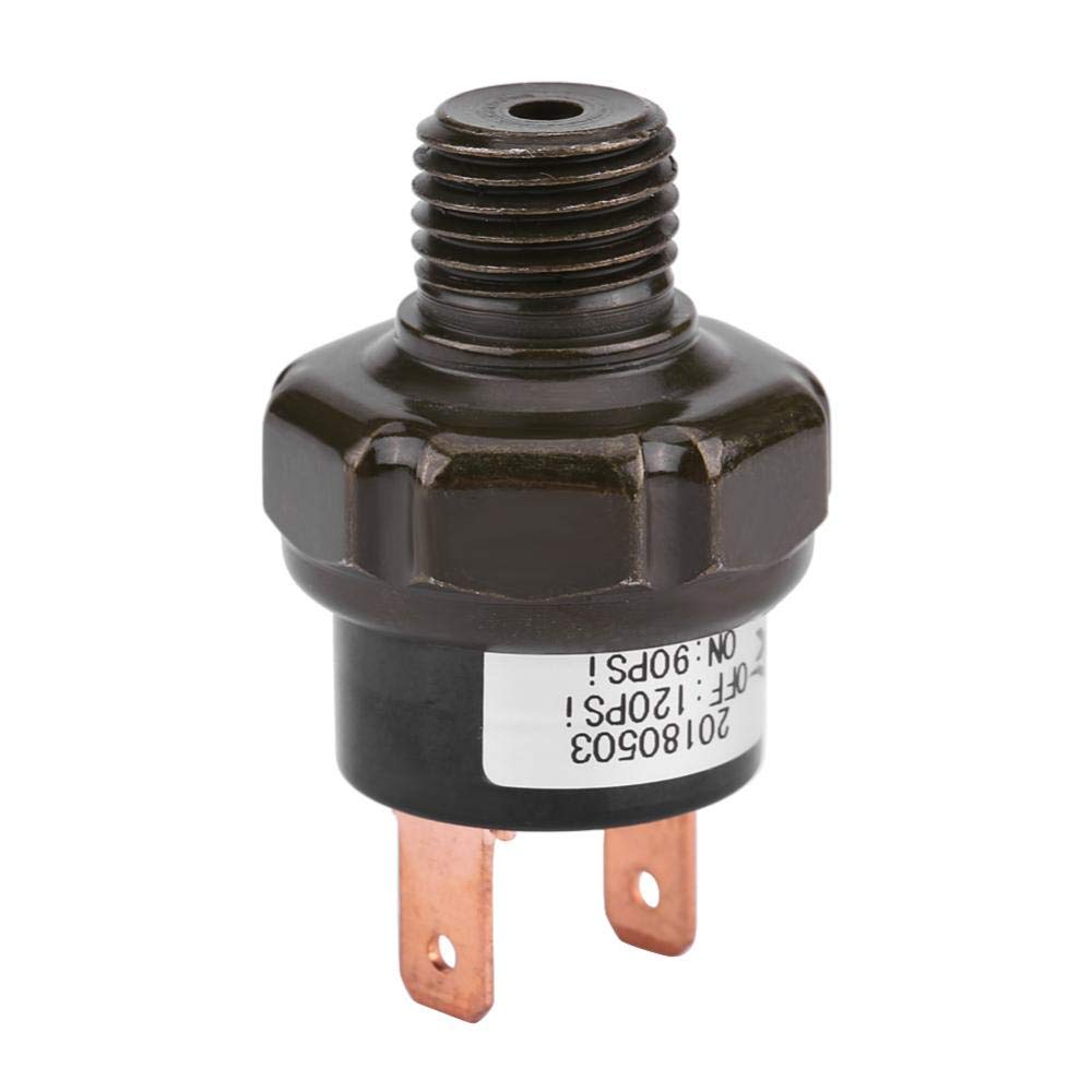 Qiilu Przełącznik sterowania ciśnieniem powietrza, 12 V uniwersalny automatyczny przełącznik sprężarki powietrza (90-120 PSI)