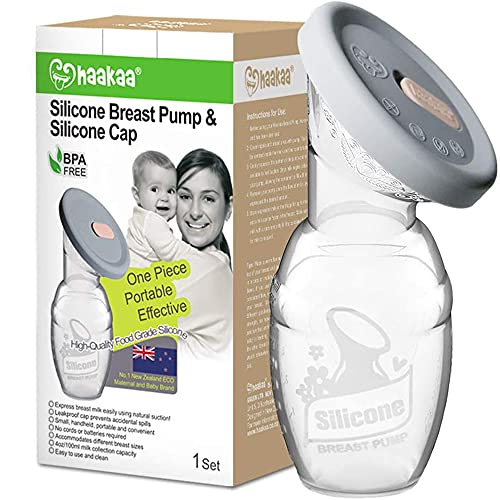 haakaa Manual Breast Pump Breastfeeding Pump 4oz/100ml+Lid Food Grade Silicone 1 PC