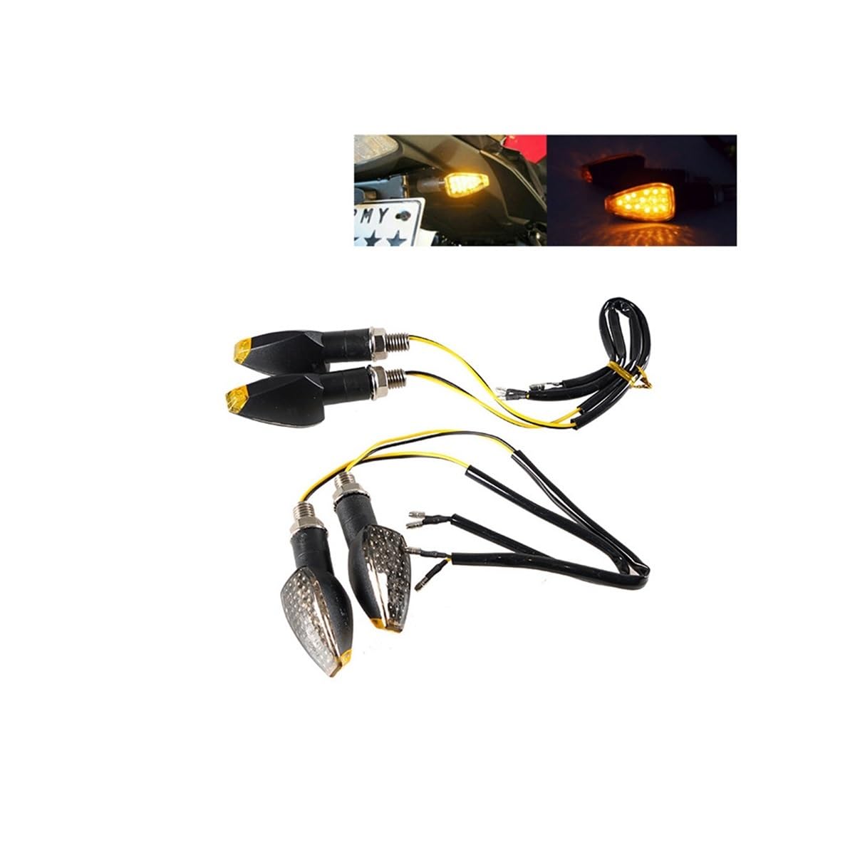 Indicateurs de Tournage de Moto Indicateurs de moto coulant clignotants 14 LED 12V moto indicateur LED clignotant lampe ambre