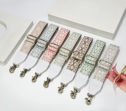 Image of LEMEDE Purse Strap,2 inch Leather End Shoulder Strap Adjustable Replacement,Retro Jacquard Multi-pattern Crossbody Bag Straps