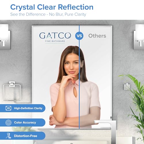 Image of Gatco 1803 Flush Mount Frameless Rectangle Mirror, 24 inch H