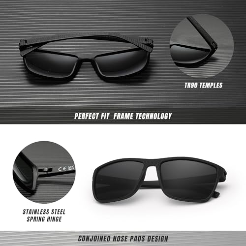 Classic Square Sunglasses for Men and Women Lightweight Polarized Driving Sun Glasses with UV Protection - Image 4