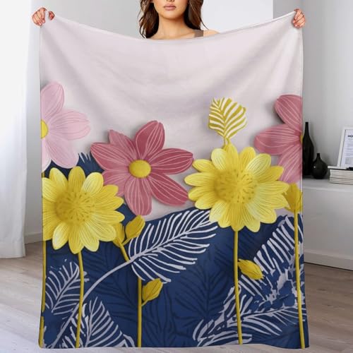 Couverture en flanelle douce jeté de lit imprimé fleurs pour camping - 5