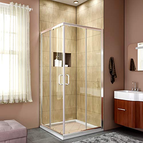 Hottest Sale ELEGANT Sliding Shower Enclosure 36 in. D. x 36 in. W. x 72 in. H, Corner Shower Door 2 Stationary Panels,Shower Panel 1/4 in. Clear Glass,Chrome Finish