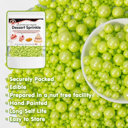 Image of Edible Halloween Sprinkles,130g,Green Pearls Sprinkle for Cake Decorating