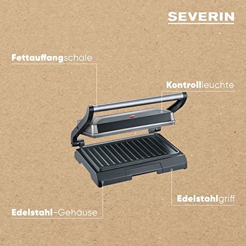 SEVERIN Kontaktgrill für Sandwiches, Steak und als Panini Grill, antihaftbeschichteter Sandwich Maker für fettfreies Grillen, 800 W… – Ansicht 6