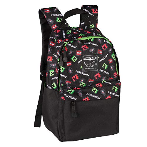 JINX Minecraft Scatter Creeper mochila escolar para niños  negro  16 pulgadas