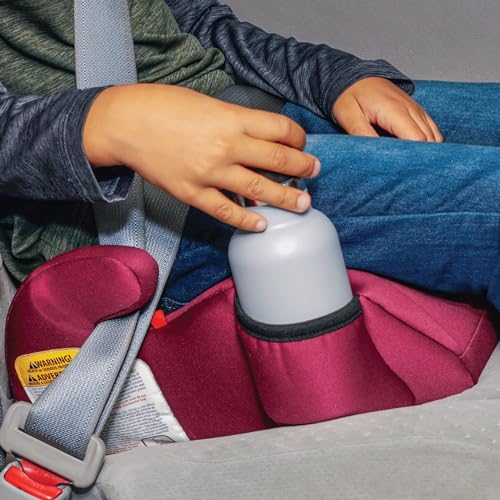 Image of Diono Solana, No Latch, Single Backless Booster Car Seat, Lightweight, Machine Washable Covers, Cup Holders, Pink