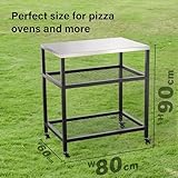 Outdoor Pizza Oven Stand Grill Cart Table Pizza Oven Trolley Stand Stainless Steel Table on Wheels Dining Food Prep Table BBQ Grill Stand for Kitchen Patio Backyard Garden 80x60x90cm - Image 7