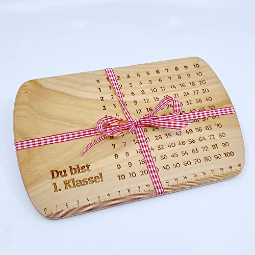 1 x 1 tabla de desayuno con grabado | Du bist 1ª clase | con texto | noble cerezo | idea de regalo para escolarización Cover