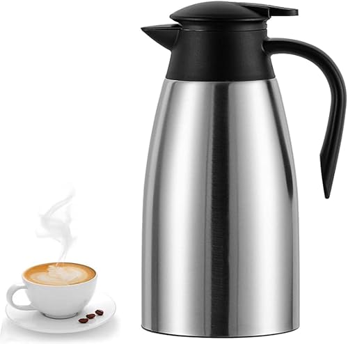 Jarra térmica de café aislada de 68 onzas, de acero inoxidable, doble pared, termo de café al vacío, agua caliente, té, dispensador de bebidas