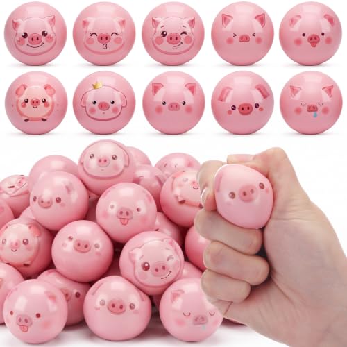 Skylety 30 Pcs Pink Pig Balls for Kids Mini Foam Piggy Squeeze Balls