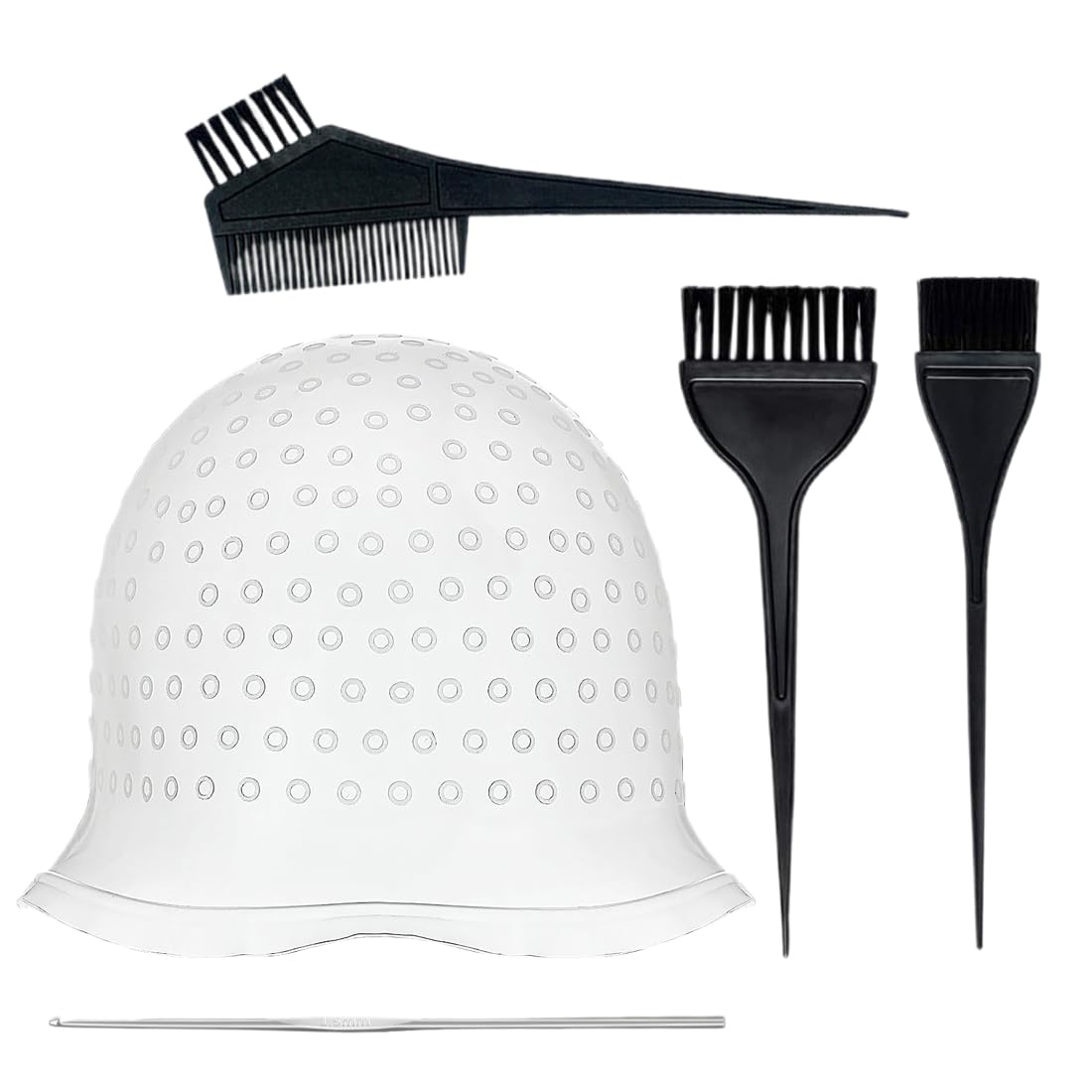 Cuffia in silicone, per tintura dei capelli, evidenziazione in silicone, con pennello e ago per donne e ragazze