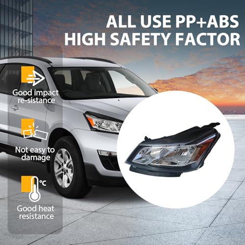 Pair Halogen Headlight Assembly Compatible with 2013 2014 2015 2016 2017 Chevy Traverse, Driver Passenger Left+Right Front Headlamps with Bulbs, Replace 84262931 84262932 GM2502375 GM2503375 - Image 6