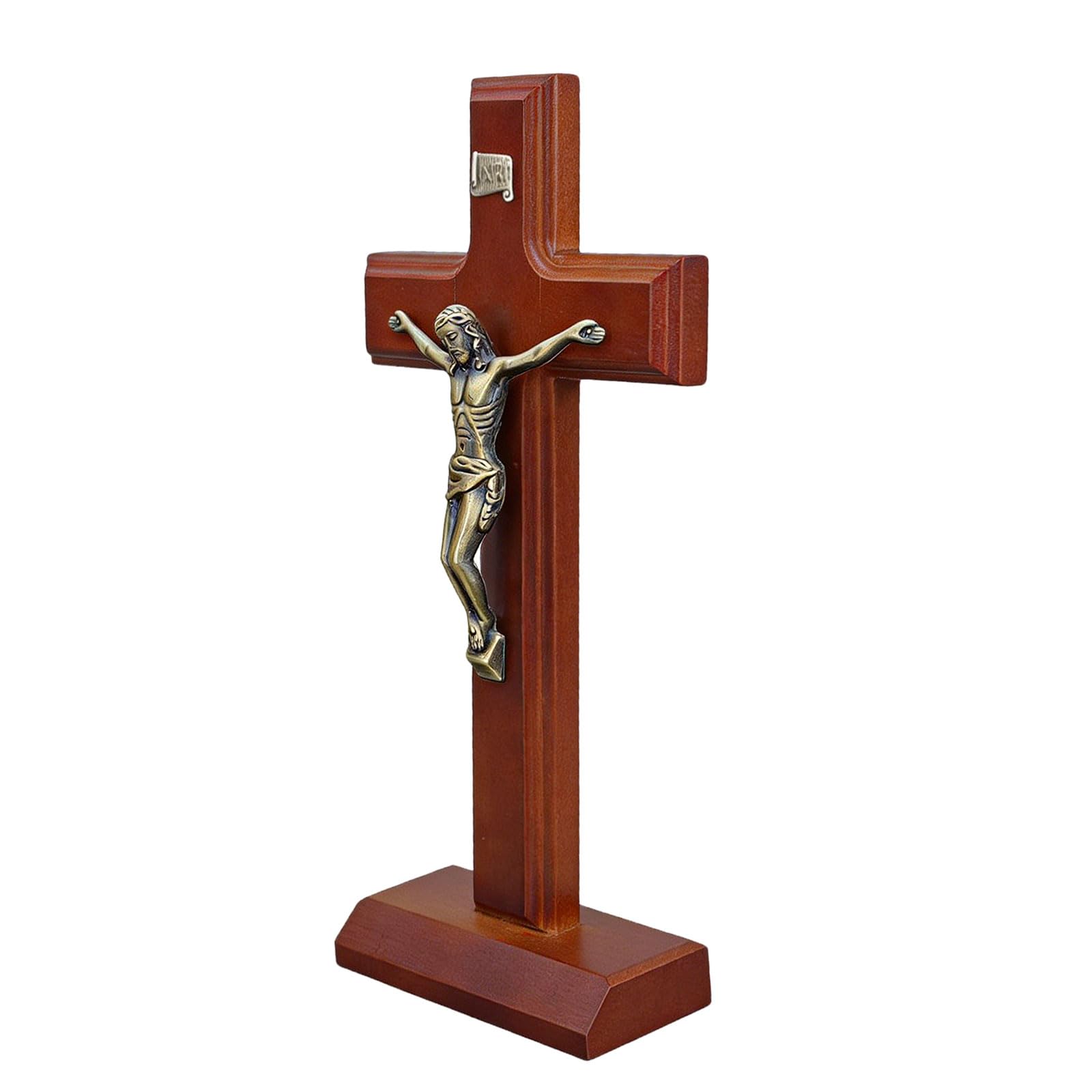 Oxxggkao Carved Wooden Crosses Decoration Religious Standing Crucifix for and Home Tabletop Wall Mount Religious