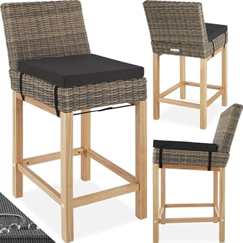 Tabouret de Bar TecTake en Rotin Cover