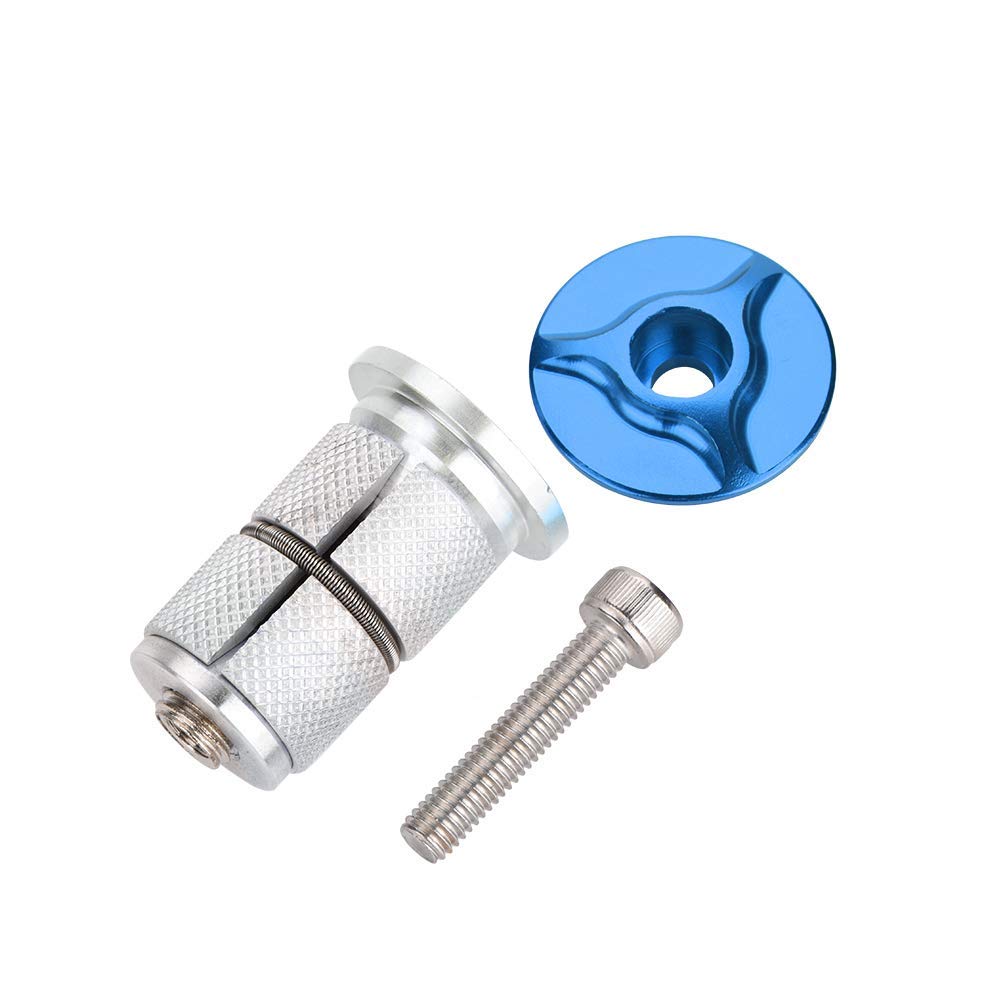 Alomejor Blue Bike Stem Headset Aluminum Alloy Fork Expander Top For 1 Inch(24.5Mm) / 1.25 Inch(28.6Mm) (Blue)