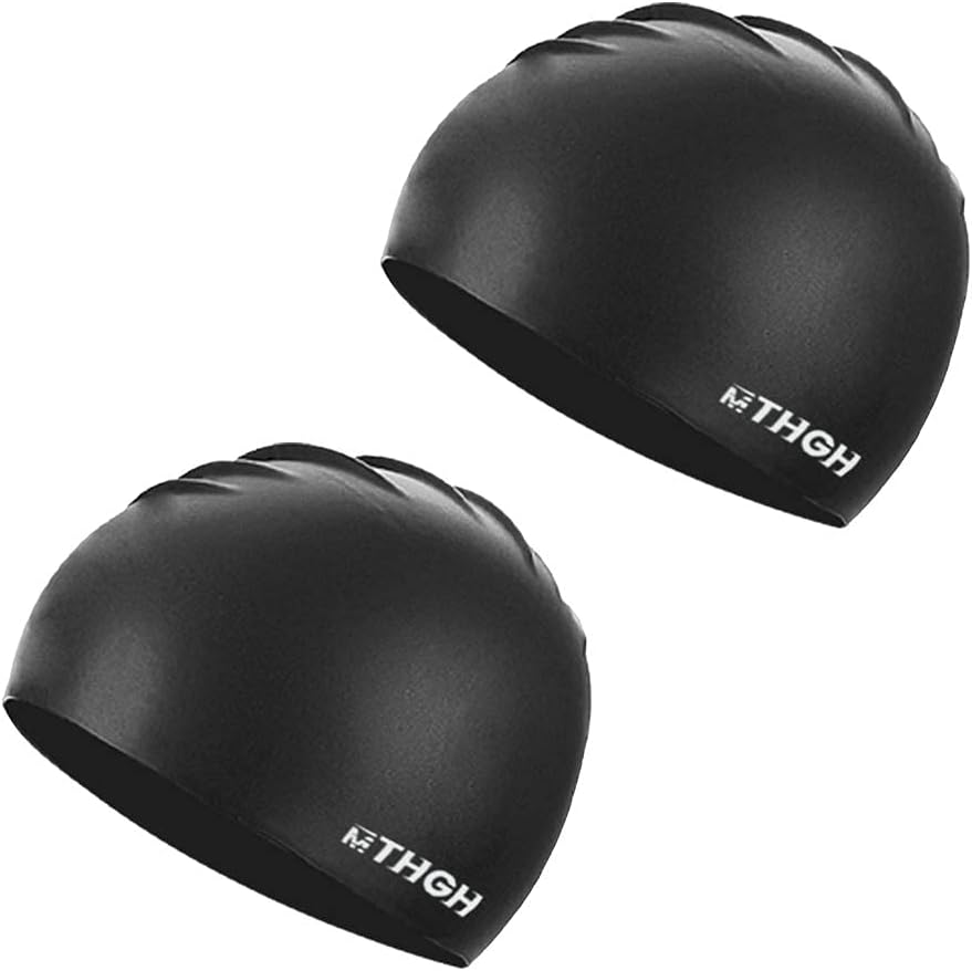 Swim Cap for Long Hair Women, MTHGH Silicone Swim Cap for Men Unisex Adults, 2Pack High Elasticity Large Swimming Cap